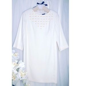 Ann Taylor 3/4 Sleeve Ivory White Dress